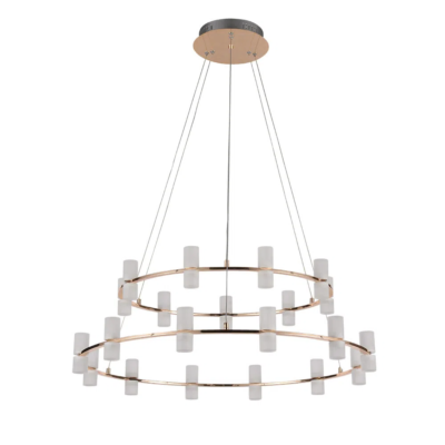 Pendente Candel Bella Dourado e Branco (d)82cm (a)36cm 42x2w 3000k 6720lm