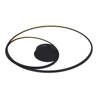 Plafon de Sobrepor Orbita Preto (d)69 + 38cm (a)2cm 1x60w 3000k 3230lm